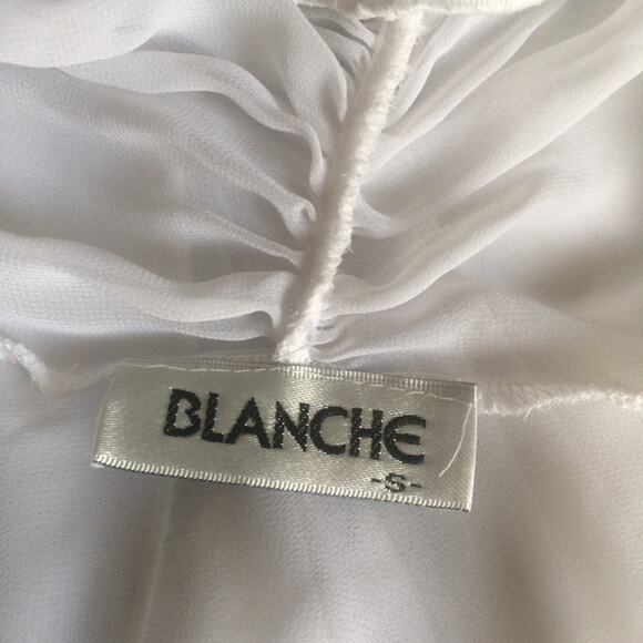 Vintage Blanche sheer white peignoir with lace and sequins - Picture 5 of 6